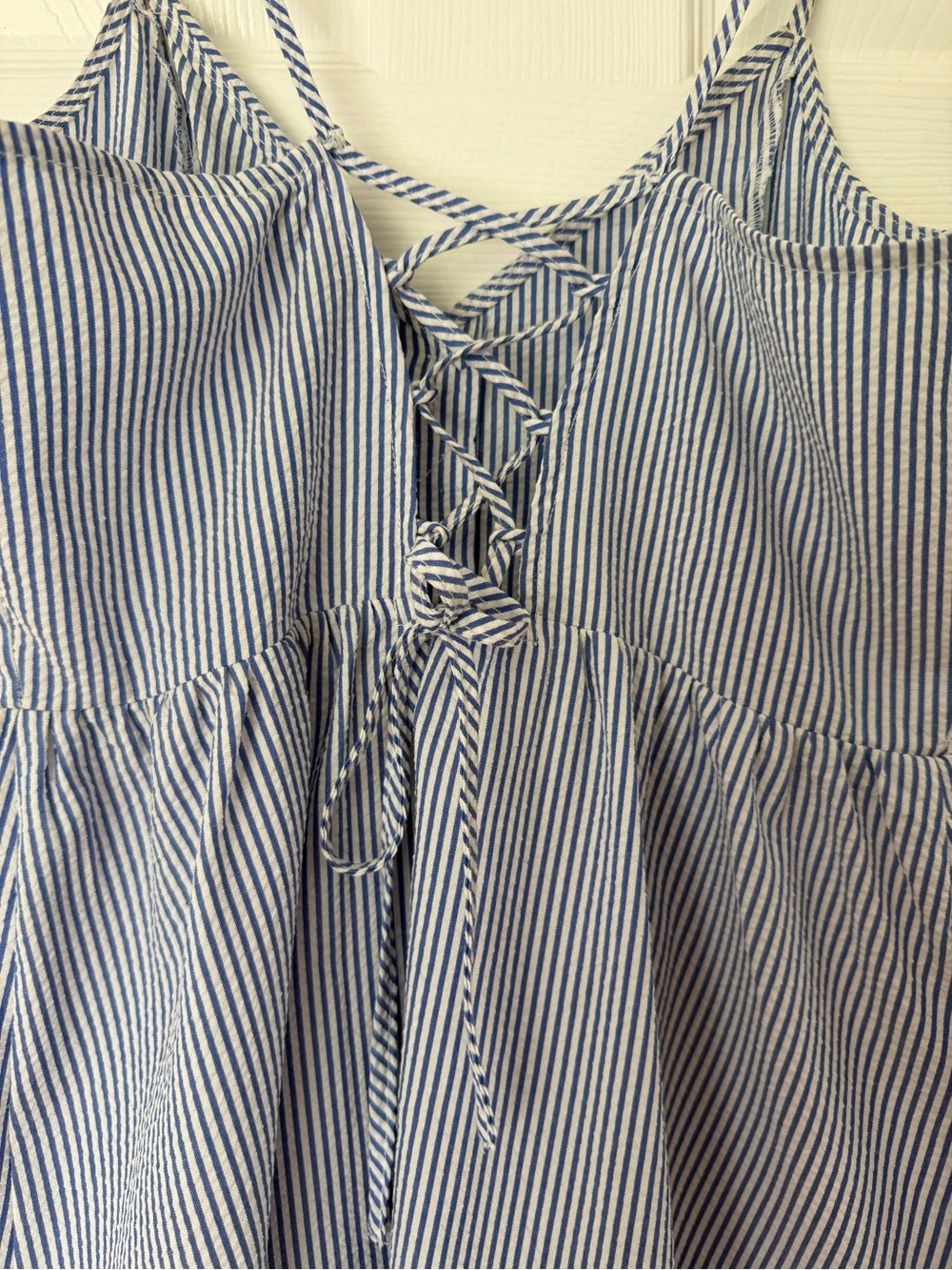 Striped Blue Button-Front Sundress - Picture 4 of 4